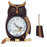 Owl Wooden Quartz Wall Clock feajoy