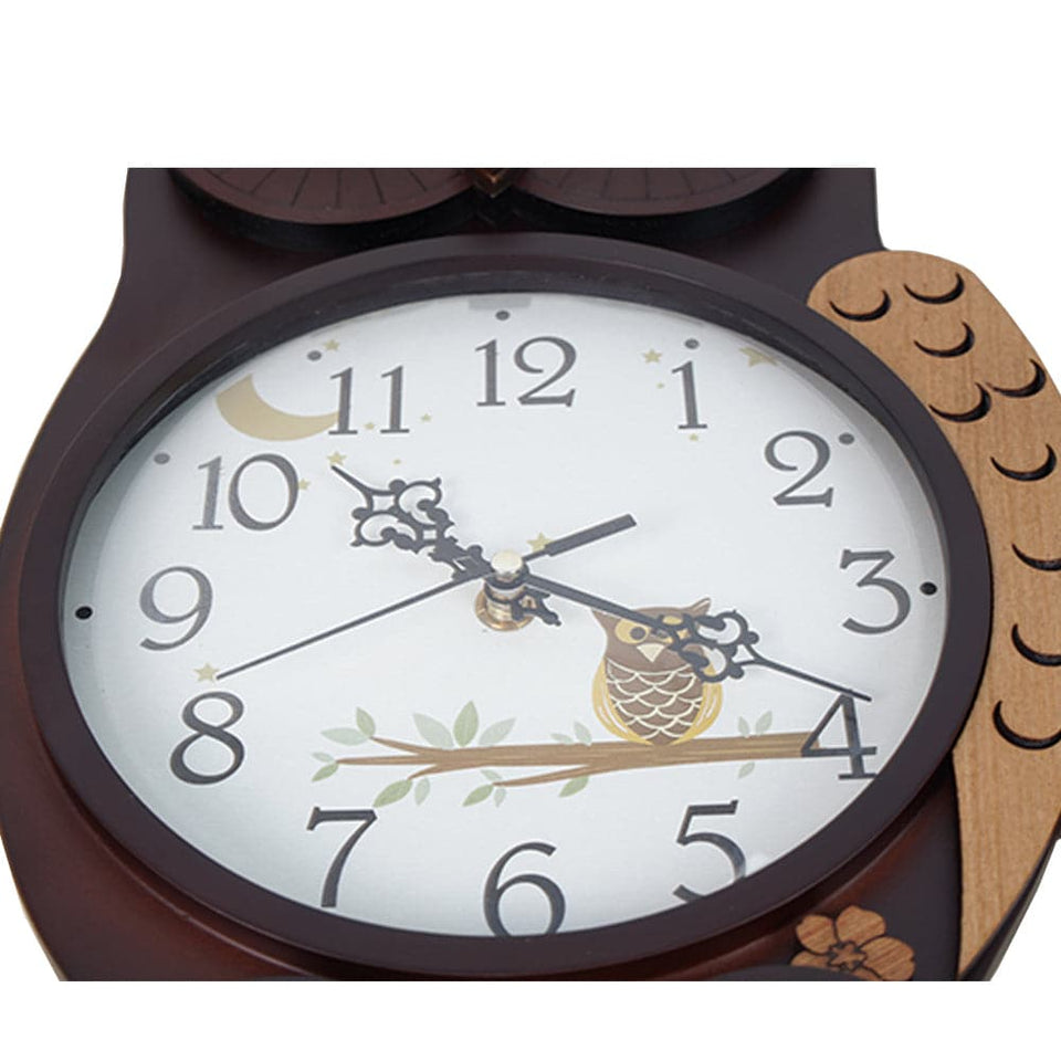 Owl Wooden Quartz Wall Clock feajoy