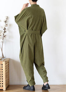 2021 Fall army green original design retro  drawstring one-piece overalls dylinoshop