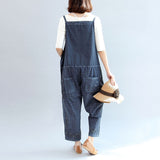 2021 fall blue print cotton pants plus size jumpsuit pants dylinoshop