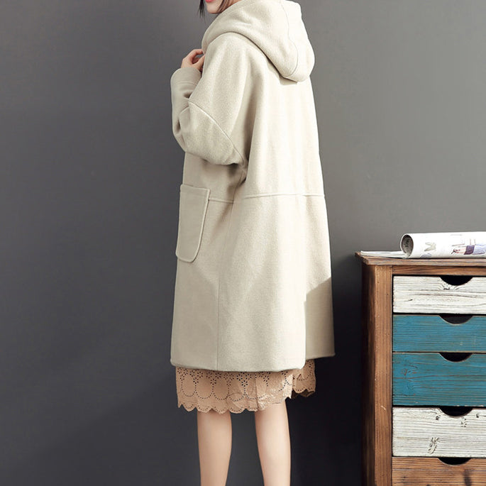 2021 winter light yellow woolen coats plus size hooded elegant trench coat dylinoshop