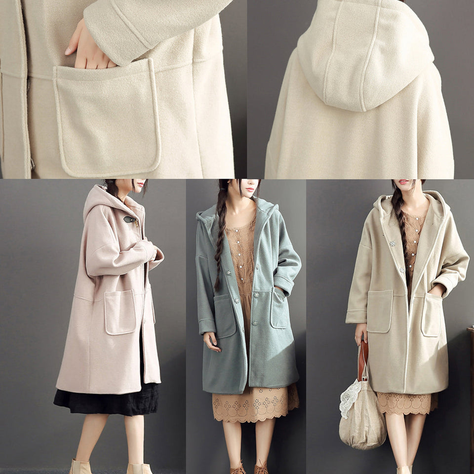 2021 winter light yellow woolen coats plus size hooded elegant trench coat dylinoshop