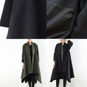2021 winter woolen coats green cross asymmetrical cardigans long one button outwear dress dylinoshop