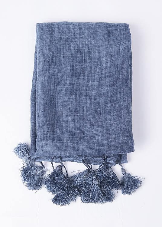 2019 winter blue women vintage scarf tassel cotton linen long scarfes dylinoshop