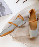 2022 Plus Size Buckle Strap Flat Shoes For Women Grey Comfy Cowhide Leather BX-XZ-PDX20220401