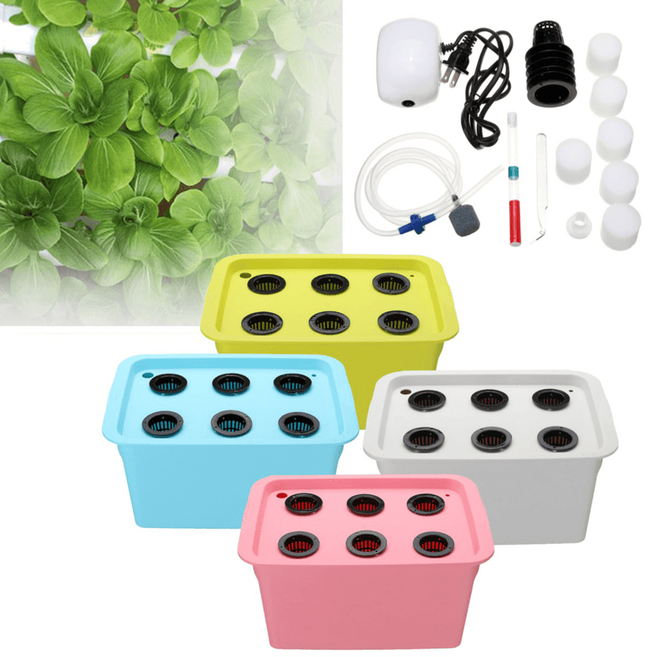 220V 6 Holes Hydroponic System Kit Soilless Cultivation Indoor Water for Home Planting Grow Box dylinoshop