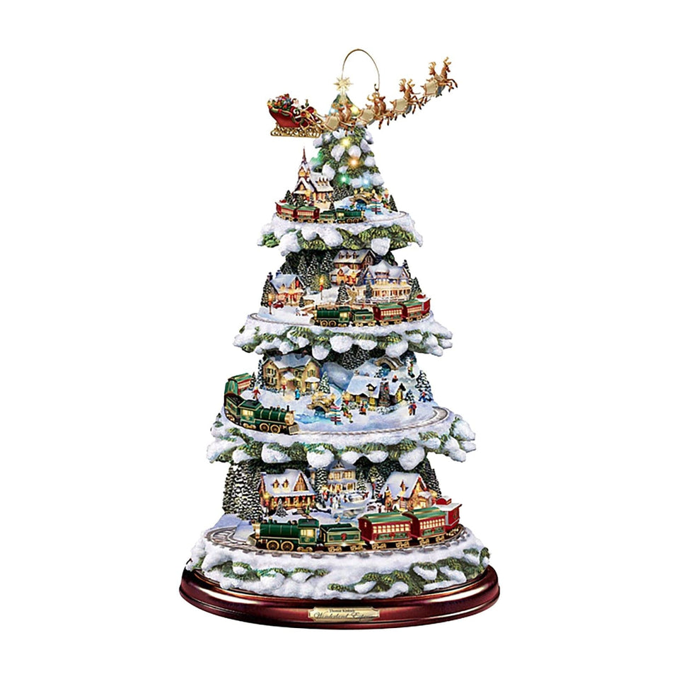 Crystal Tree Christmas Sticker Paintings-Wonderland Express-Christmas Tree Rotating Sculpture Train dylinoshop