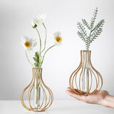 Metal Wire Decorative Glass Tube Vase Feajoy