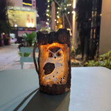 Solar Tree Stump Owl Night Light Feajoy