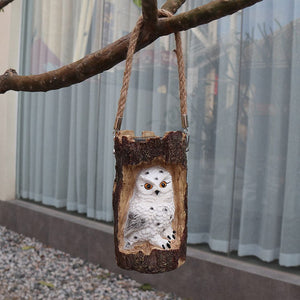 Solar Tree Stump Owl Night Light Feajoy