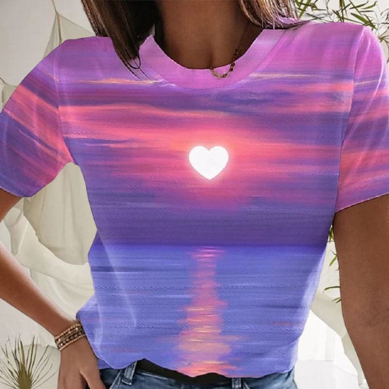 Women's Heart 3D Printed T-shirt luckyidays