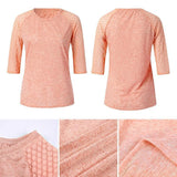 Lace Stitching Round Neck Cropped T-Shirt Zimomo