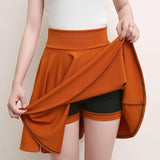 A-line Elastic Waist Pleated Shorts Skirts dylinoshop