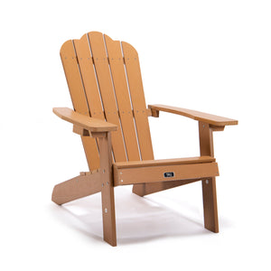 TALE Adirondack Chair Backyard Outdoor Furniture Painted Seating With Cup Holder All-Weather And Fade-Resistant Plastic Wood - Brown Color dylinoshop