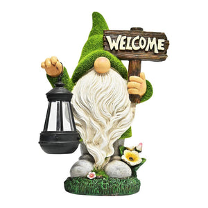 Garden Gnome Statue Holding Welcome Feajoy