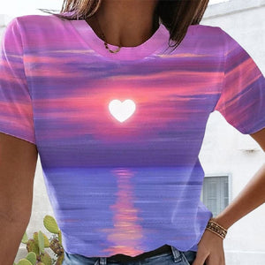 Women's Heart 3D Printed T-shirt luckyidays