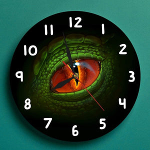 Green Dinosaur Eye Wall Clock feajoy