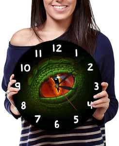 Green Dinosaur Eye Wall Clock feajoy