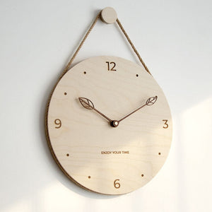 Wooden Hanging Rope Wall Clock Feajoy
