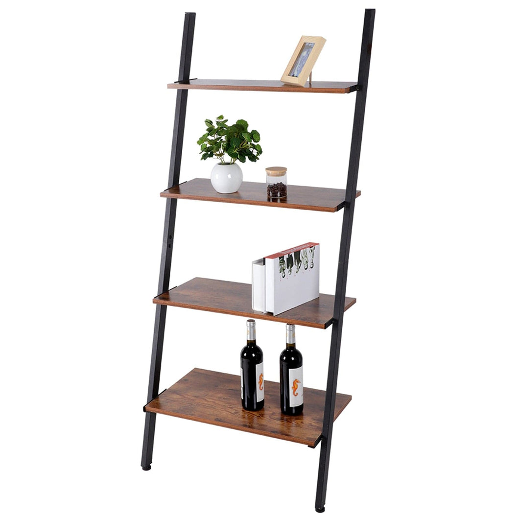 Ladder Shelf 4 Tier Bookshelf Storage Display Shelves Industrial Wood dylinoshop