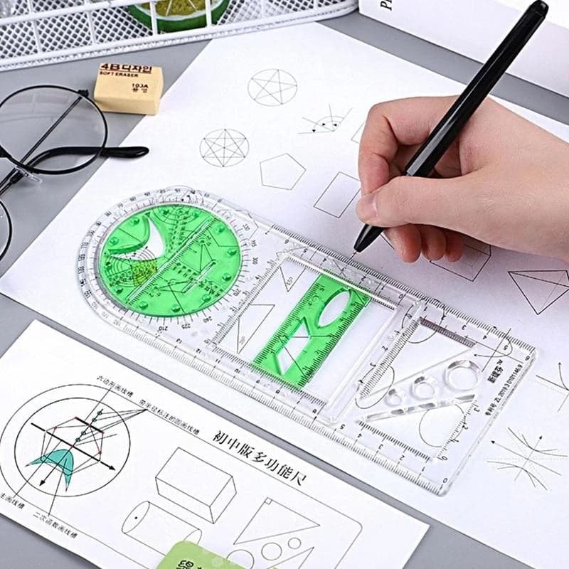 Rotatable Mathematical Geometry Ruler dylinoshop