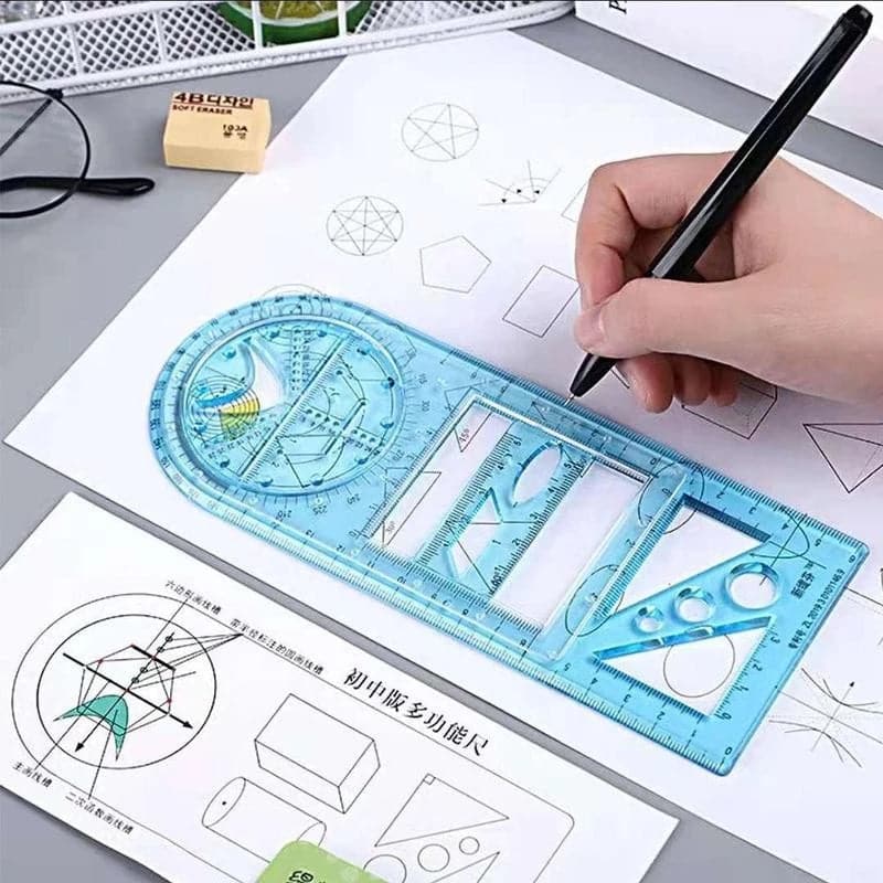Rotatable Mathematical Geometry Ruler dylinoshop