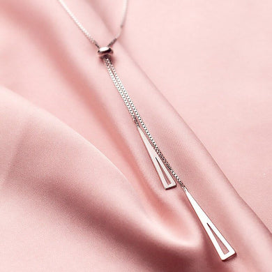 925 Sterling Silver Long Necklaces Charm Jewelry Stainless Steel Classic Triangle Fashion Touchy Style