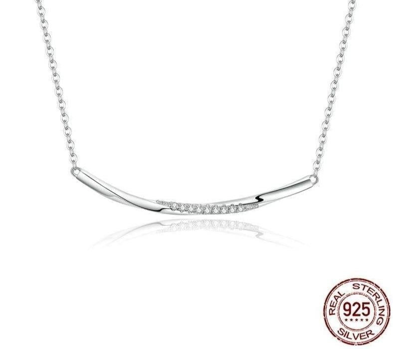 925 Sterling Silver  Necklaces Charm Jewelry Clear Wave BSN130 Touchy Style