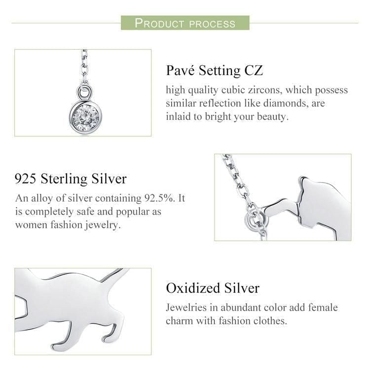 925 Sterling Silver Pussy Cat Pendant Necklace Charm Jewelry Without Chain Touchy Style