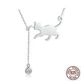 925 Sterling Silver Pussy Cat Pendant Necklace Charm Jewelry Without Chain Touchy Style