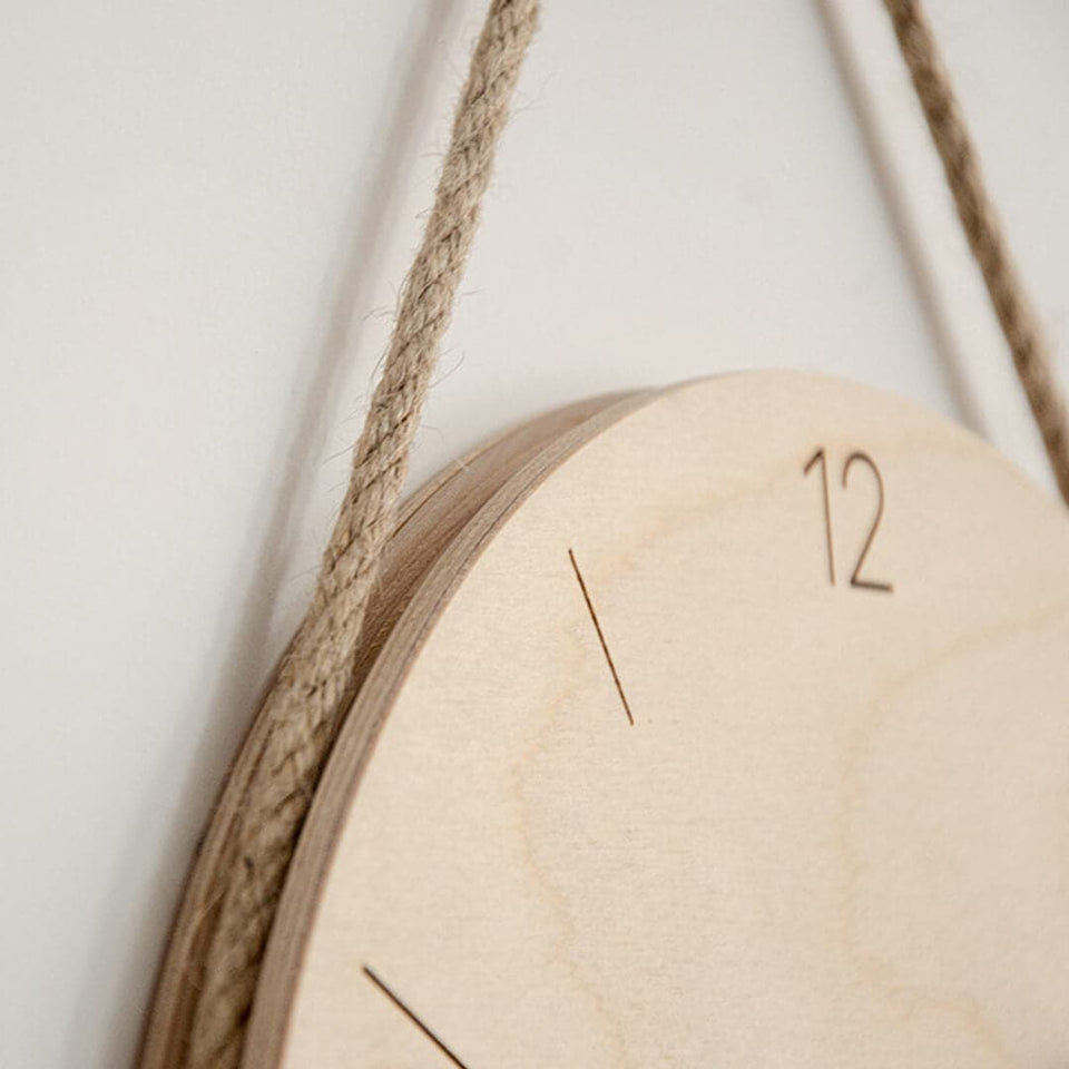 Wooden Hanging Rope Wall Clock Feajoy
