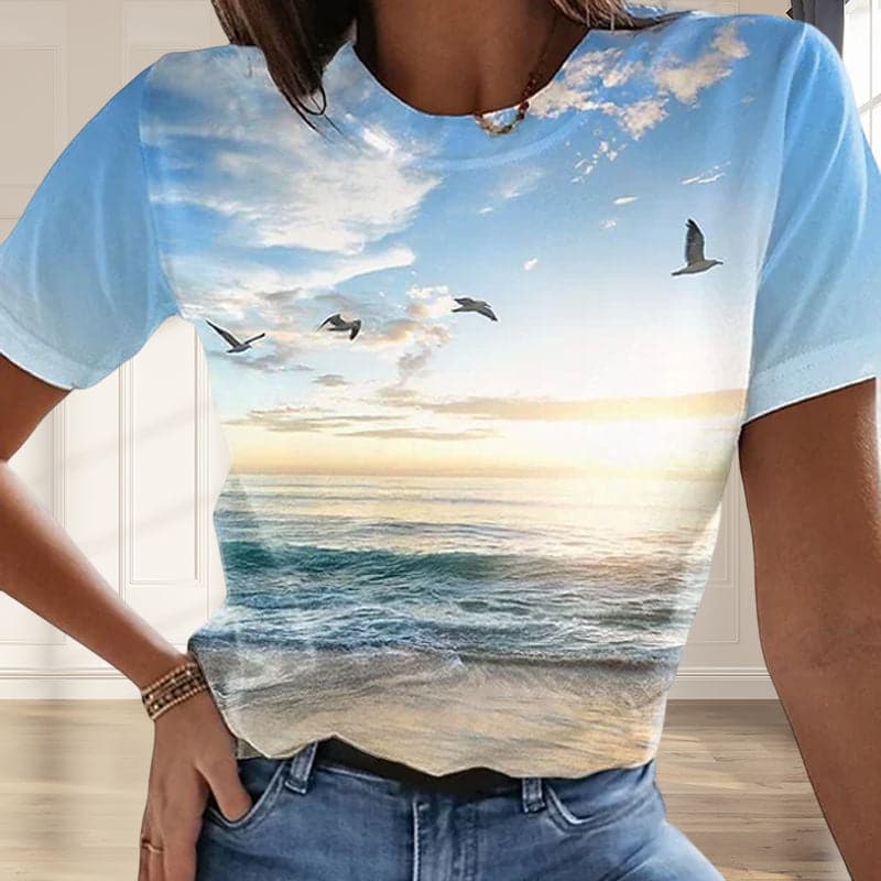 Women's Casual 3D Printed Painting T-shirt luckyidays