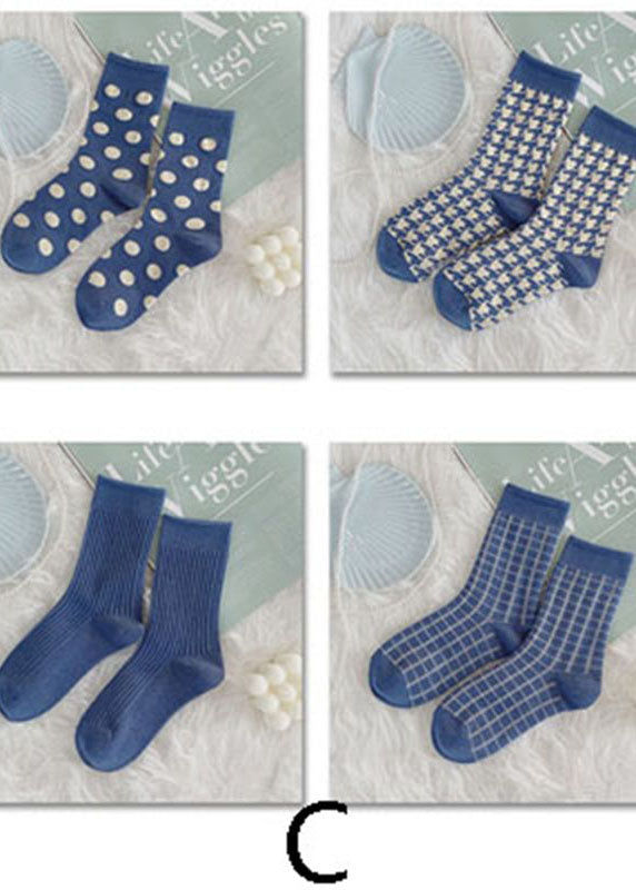 Art Blue Dot Jacquard Cotton Crew Socks dylinoshop