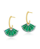 Art Peacock Green Fan-shaped Gem Stone Separable 14K Gold Stud Earrings Jew-EAR220805
