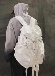 Art White Solid Large Capacity Canvas Backpack Bag BGS211231
