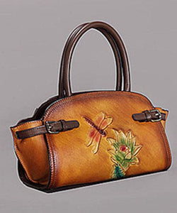 Art Yellow Floral Paitings Calf Leather Messenger Bag ZPBAG-BGS220209