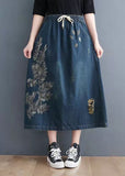 Art Navy Embroideried Hole Summer Denim Skirt GK-SKTS210715