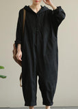 Artistic hooded black all-match long-sleeved casual nine-point jumpsuit dylinoshop