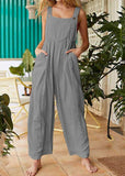 Beautiful  Pockets Patchwork Button Jumpsuit pants dylinoshop