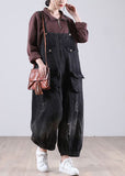 Beautiful Black Pockets Button Fall Hole Denim  Outfits Rompers WG-JPTS210902