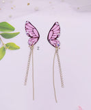 Beautiful Butterfly Wings Tassel Zircon Drop Earrings Jew-EAR220805