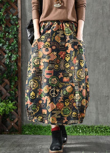 Beautiful Floral Elastic Waist Pockets Denim Skirts GK-SKTS210715
