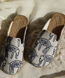 Beige Cotton Fabric Comfy Embroideried Slide Sandals SHOE-LT220328