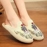 Black Embroideried Slippers Shoes LT210630