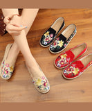 Black Flat Feet Shoes Cotton Fabric Boutique Embroideried Flat Feet Shoes BX-XZ-PDX20220401