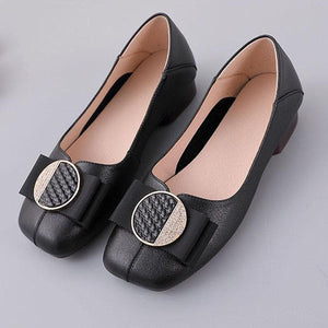 Black Loafer Shoes Genuine Leather Women Splicing Loafer Shoes XZ-PDX210728