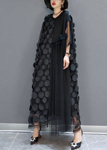 Black Tulle Party Dresses O-Neck Asymmetrical Half Sleeve JDML-FDL220128