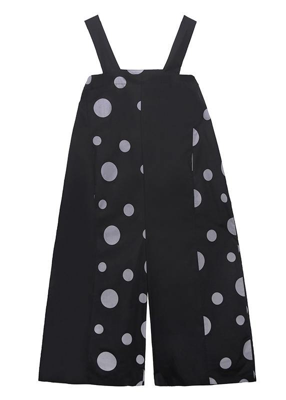 Black polka dot overalls 2021 new loose large size nine points straight wide leg pants dylinoshop