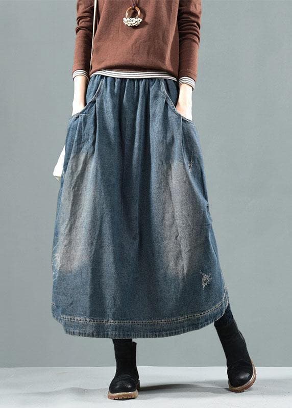 Blue Pockets Retro Patchwork Summer Skirts Denim GK-SKTS210715