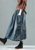 Blue Pockets Retro Patchwork Summer Skirts Denim GK-SKTS210715